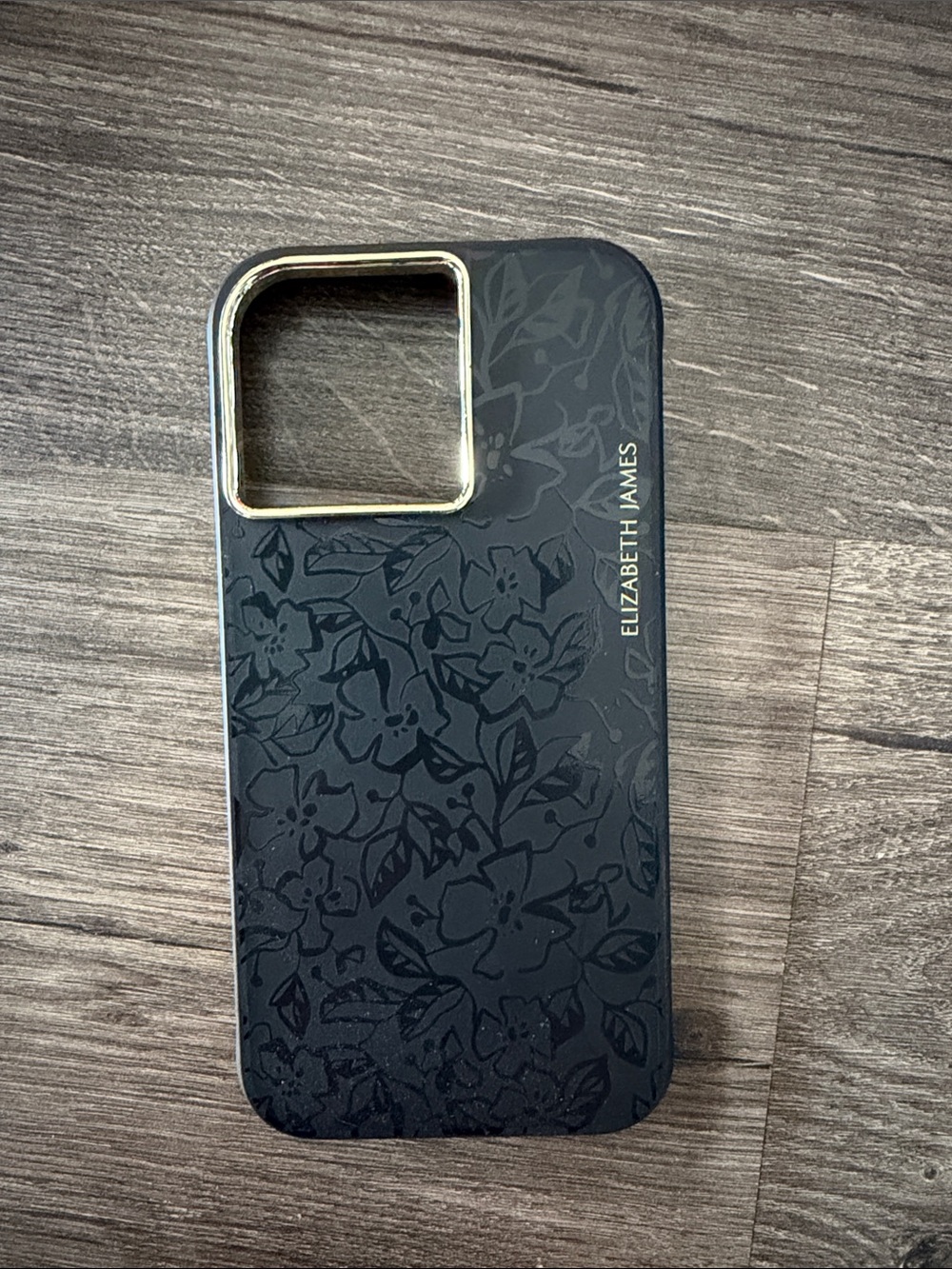 Elizabeth and James Black Floral Gold-Trim Phone Case - iPhone 15 pro max
